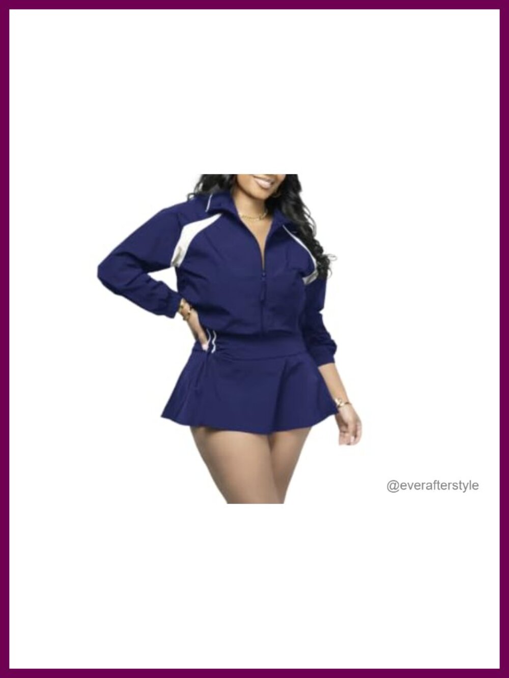 Women 2 Piece Skirt Set Cropped Windbreaker Jacket Mini Skort